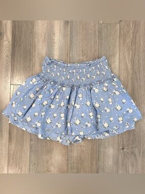 Hollister Light Blue Floral Smocked Top